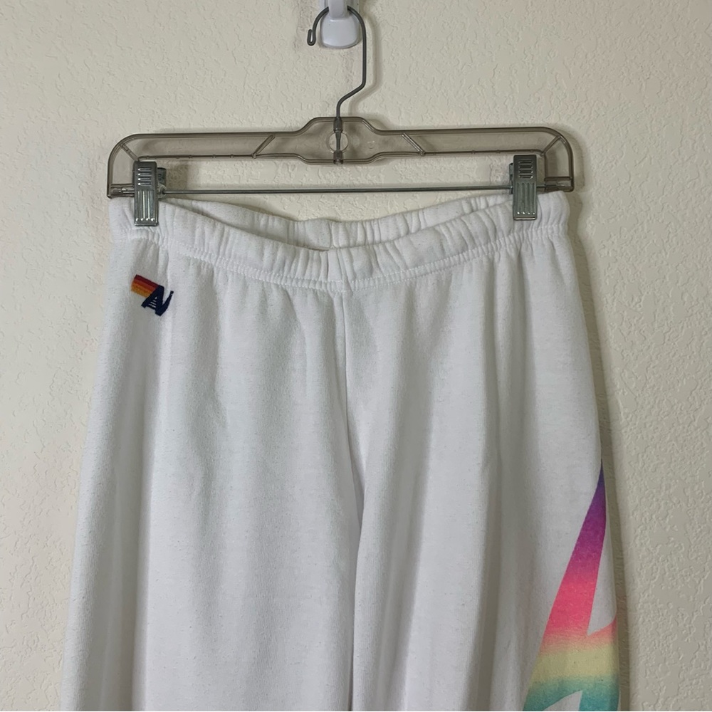 Aviator nation Womens white rainbow bolt sweatpants L - Picture 4 of 14